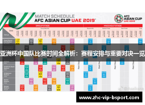 亚洲杯中国队比赛时间全解析：赛程安排与重要对决一览